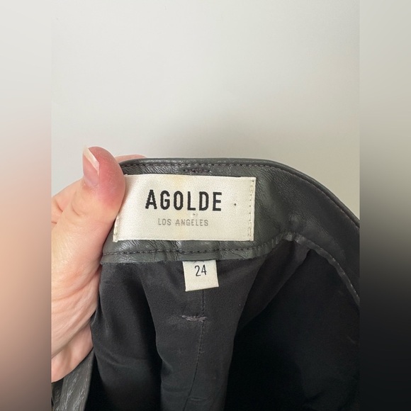 NWOT Agolde Recycled Leather 90s Pinch Waist Gray Pants - Picture 4 of 7